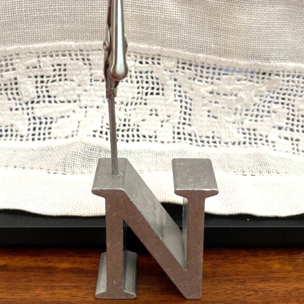 Alphabet letter "N" letter Clip standing picture holder 4"